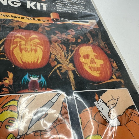 Vintage Perfect Pumpkin Carving Kit 1988–New Sealed In Package W Carver-Patterns - Picture 7 of 15